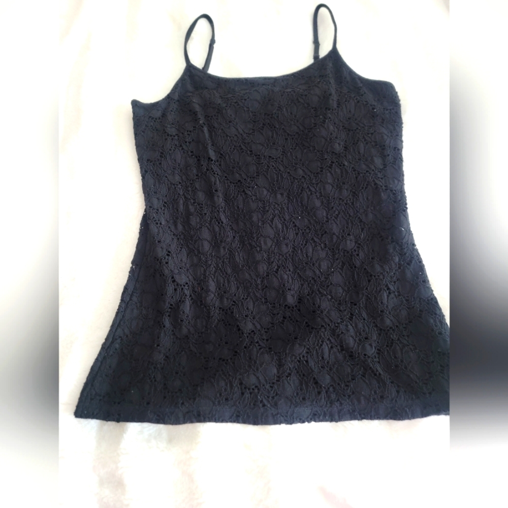 Express Brand Black Lace/Eylet lined  camisole with built in bralette Sz Med.